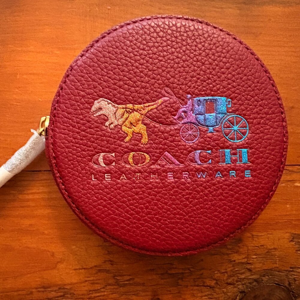 COACH REXI & CARRIAGE ROUND COIN PURSE - RED - BRAND NWT!!  RARE! DISCONTINUED!